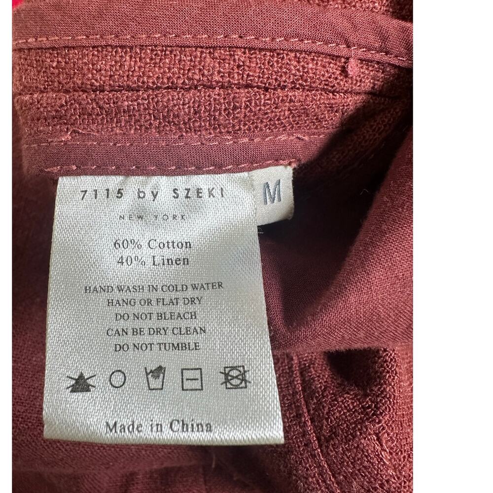 7115 by Szeki Linen Cotton Wide Leg Cropped Pants Rust Red Size M - Picture 7 of 8